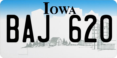 IA license plate BAJ620