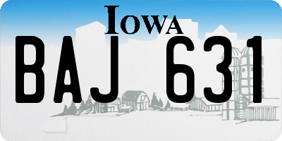 IA license plate BAJ631