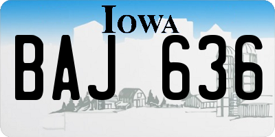 IA license plate BAJ636