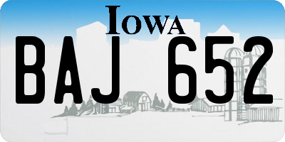IA license plate BAJ652