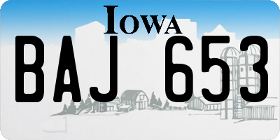 IA license plate BAJ653