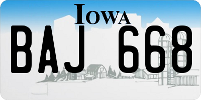 IA license plate BAJ668