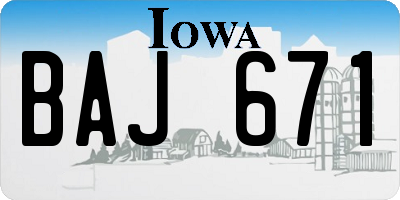 IA license plate BAJ671