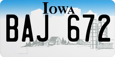 IA license plate BAJ672