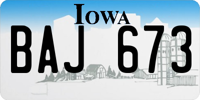 IA license plate BAJ673