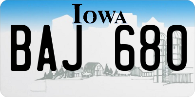 IA license plate BAJ680