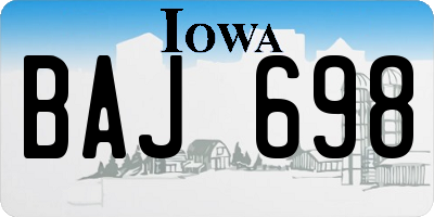 IA license plate BAJ698