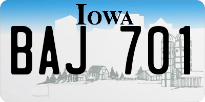 IA license plate BAJ701