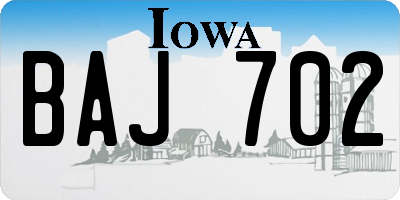 IA license plate BAJ702