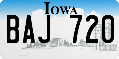 IA license plate BAJ720