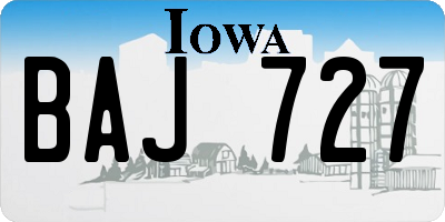 IA license plate BAJ727