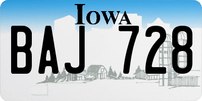 IA license plate BAJ728