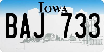 IA license plate BAJ733