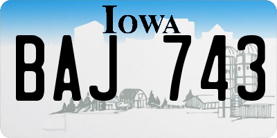 IA license plate BAJ743