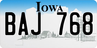 IA license plate BAJ768