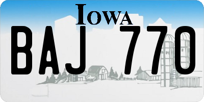 IA license plate BAJ770