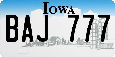 IA license plate BAJ777
