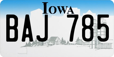 IA license plate BAJ785