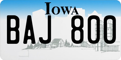 IA license plate BAJ800