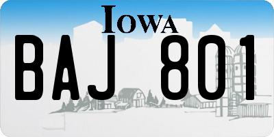 IA license plate BAJ801