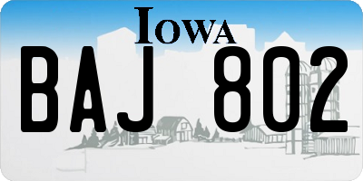 IA license plate BAJ802