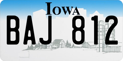 IA license plate BAJ812