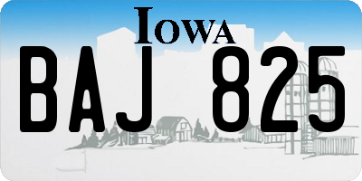 IA license plate BAJ825