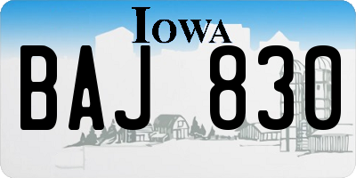 IA license plate BAJ830