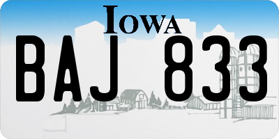 IA license plate BAJ833