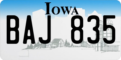 IA license plate BAJ835