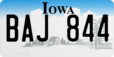 IA license plate BAJ844