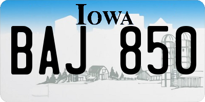 IA license plate BAJ850