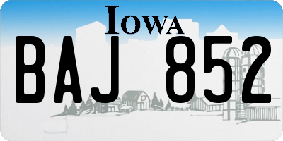 IA license plate BAJ852