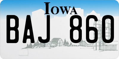 IA license plate BAJ860