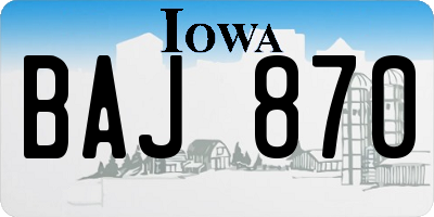 IA license plate BAJ870