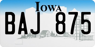 IA license plate BAJ875