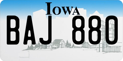 IA license plate BAJ880
