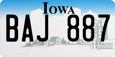 IA license plate BAJ887