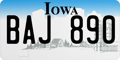 IA license plate BAJ890