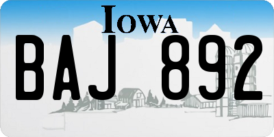 IA license plate BAJ892