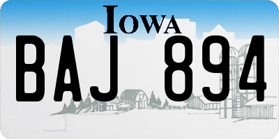IA license plate BAJ894