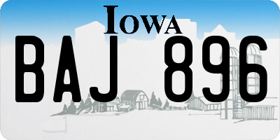IA license plate BAJ896