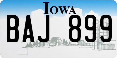 IA license plate BAJ899