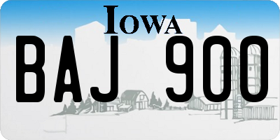 IA license plate BAJ900