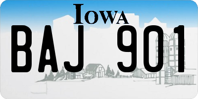 IA license plate BAJ901