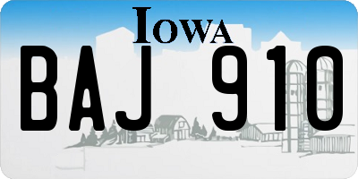IA license plate BAJ910