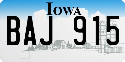IA license plate BAJ915