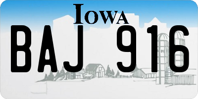 IA license plate BAJ916