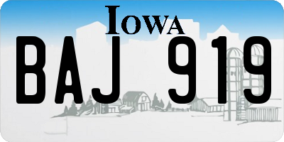 IA license plate BAJ919