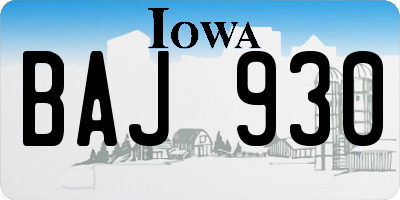 IA license plate BAJ930